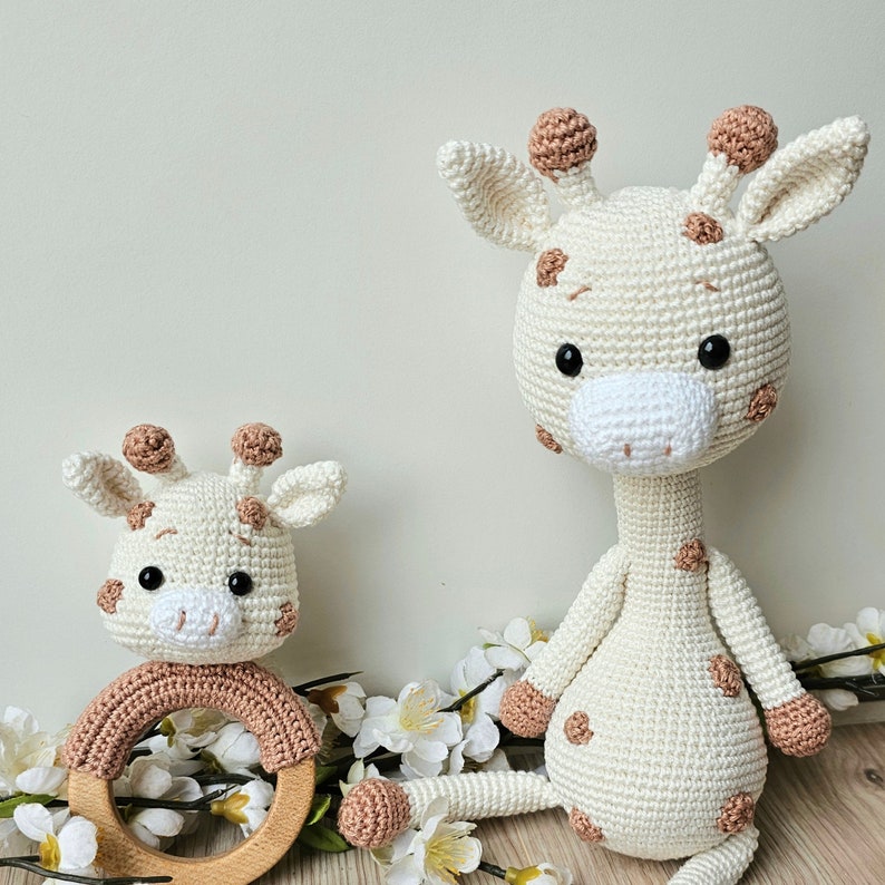 Set of 3 Handmade Crochet Giraffes – Soft Amigurumi Baby Toys