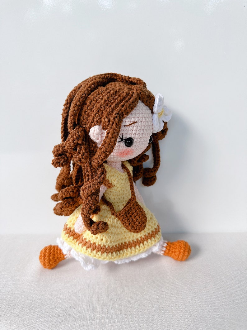 Amigurumi Girl Doll – Handmade Crochet Doll with Yellow Dress, Gift for Kids