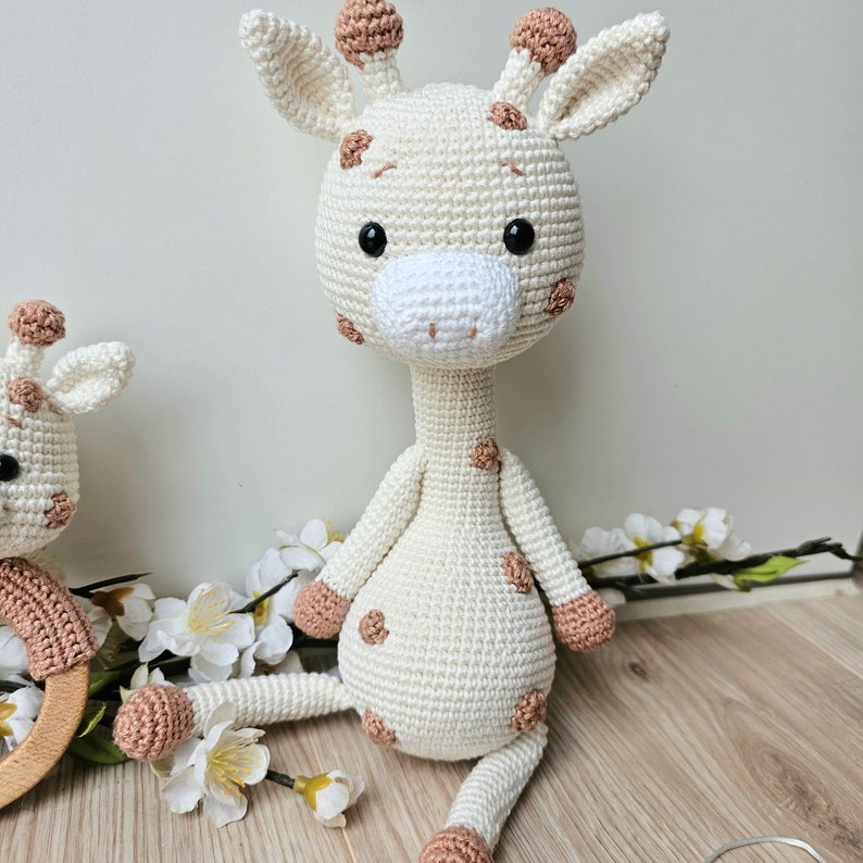 Set of 3 Handmade Crochet Giraffes – Soft Amigurumi Baby Toys